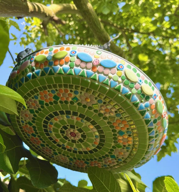 Hanging birdbath 30 cm, make your own or buy ready made, glass mosaic, original gift, garden decoration, choose your own color combination