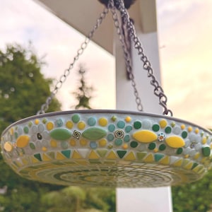 Hängende Vogeltränke 30 cm, selber machen oder fertig kaufen, Glasmosaik, originelles Geschenk, Gartendekoration, wählen Sie Ihre eigene Farbkombination