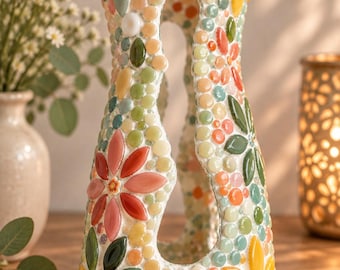 DIY Mosaic Glass Vase Kit, Customizable Colors, 20cm Height (Ready Made Option)