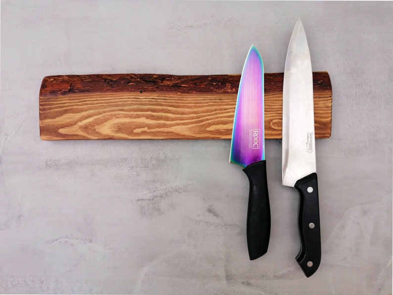 Magnetic knife block / Wooden magnetic knife holder / Wall mounted magnetic knife rack / Gift for chef image 6