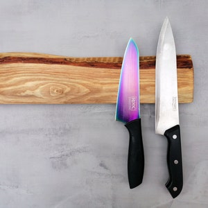 Magnetic knife block / Wooden magnetic knife holder / Wall mounted magnetic knife rack / Gift for chef image 7