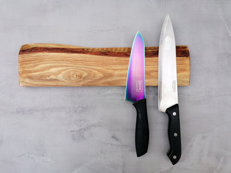 Magnetic knife block / Wooden magnetic knife holder / Wall mounted magnetic knife rack / Gift for chef image 7