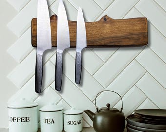 Live Edge Magnetic Knife Holder - Magnetic Knife Block - Chef Knife Display - Gift for Chef, natural inspired home decor