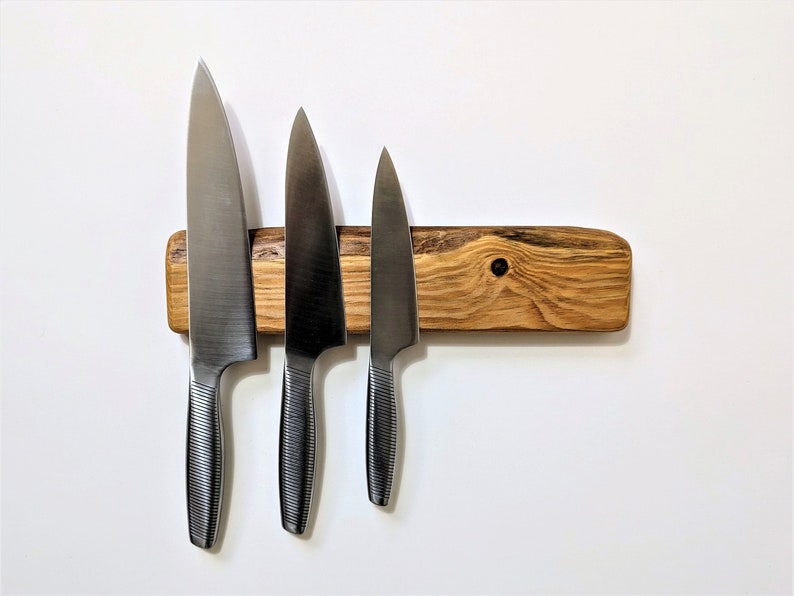 Magnetic knife block / Wooden magnetic knife holder / Wall mounted magnetic knife rack / Gift for chef image 9