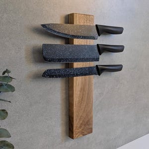 Vertical Magnetic Knife Rack from Walnut : Space-Saving Kitchen Storage
