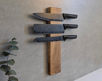 Vertical Magnetic Knife Rack from Walnut : Space-Saving Kitchen Storage