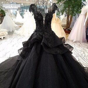 Black lace illusion gown hotsell