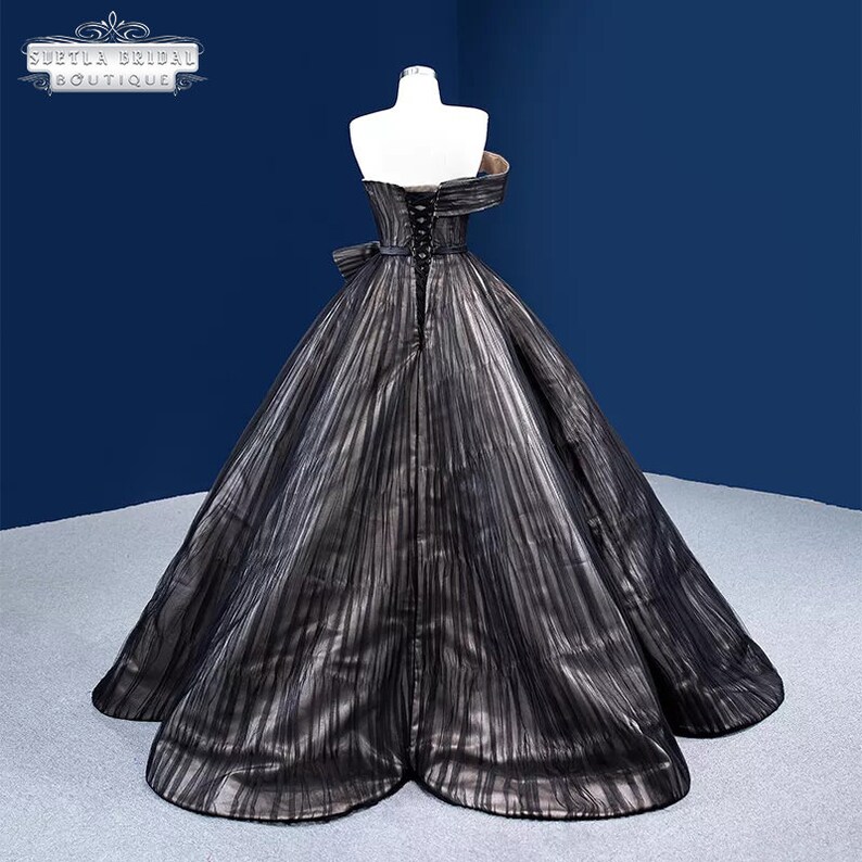 Black Wedding Dress With Slit Black One Shoulder Wedding Etsy