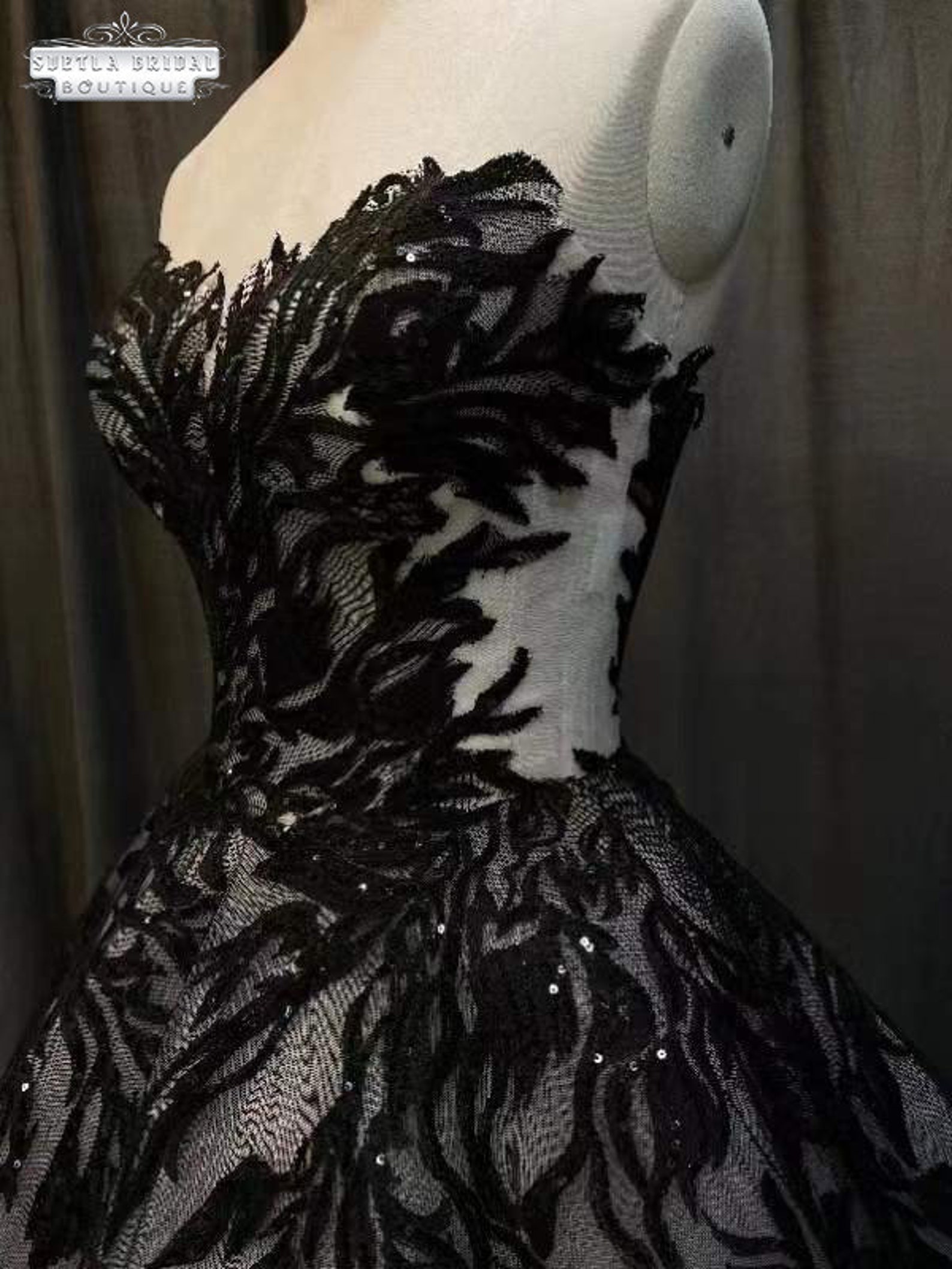Black Lace Wedding Dress Black and White Wedding Dress Etsy
