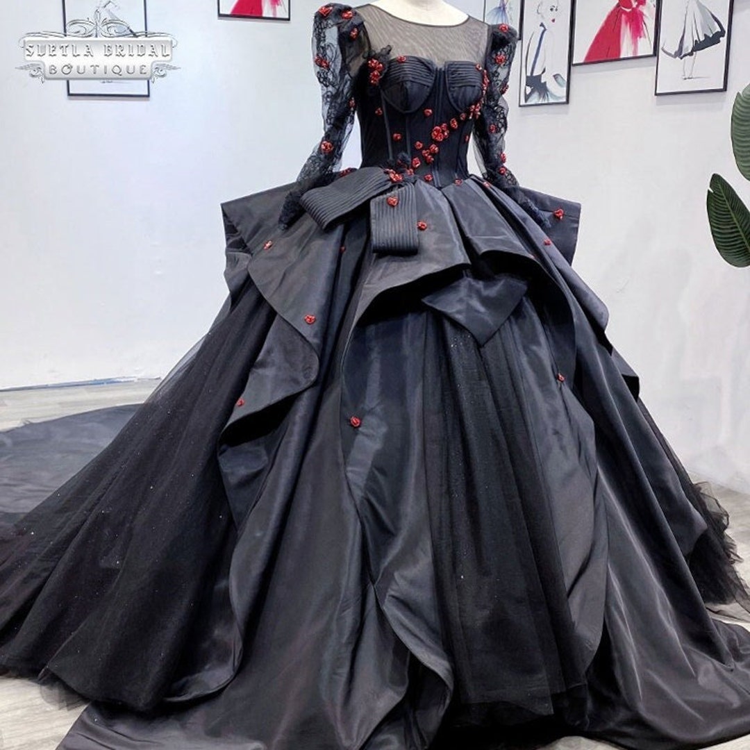 Black Wedding Ball Gown Luxury Beaded Black Wedding Dress - Etsy