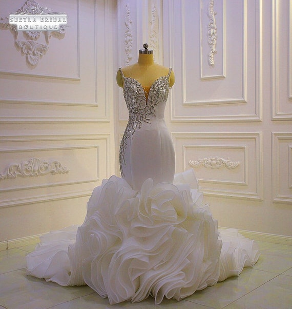 Mermaid wedding dresses with cheap bling