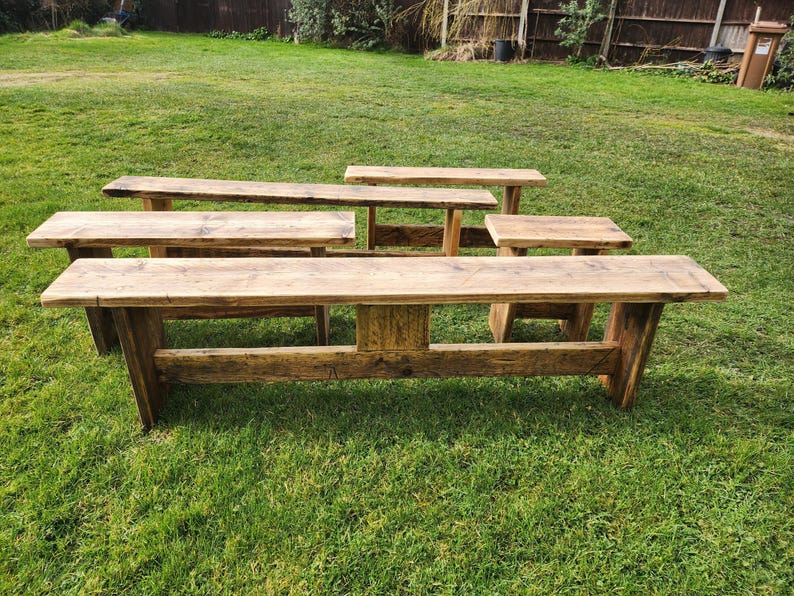 Rustic reclaimed scaffold bench image 2