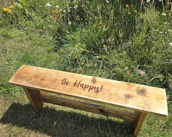 Pyrography onto bench