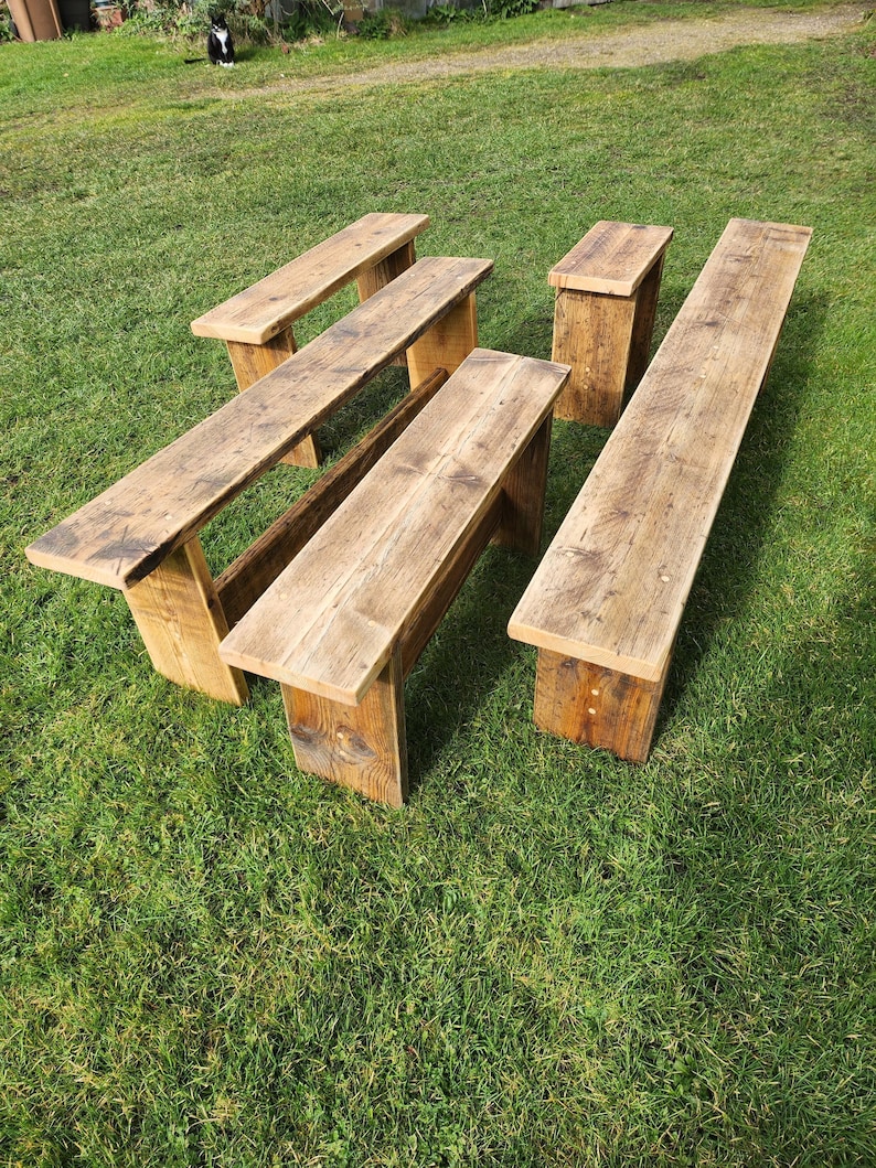 Rustic reclaimed scaffold bench image 1
