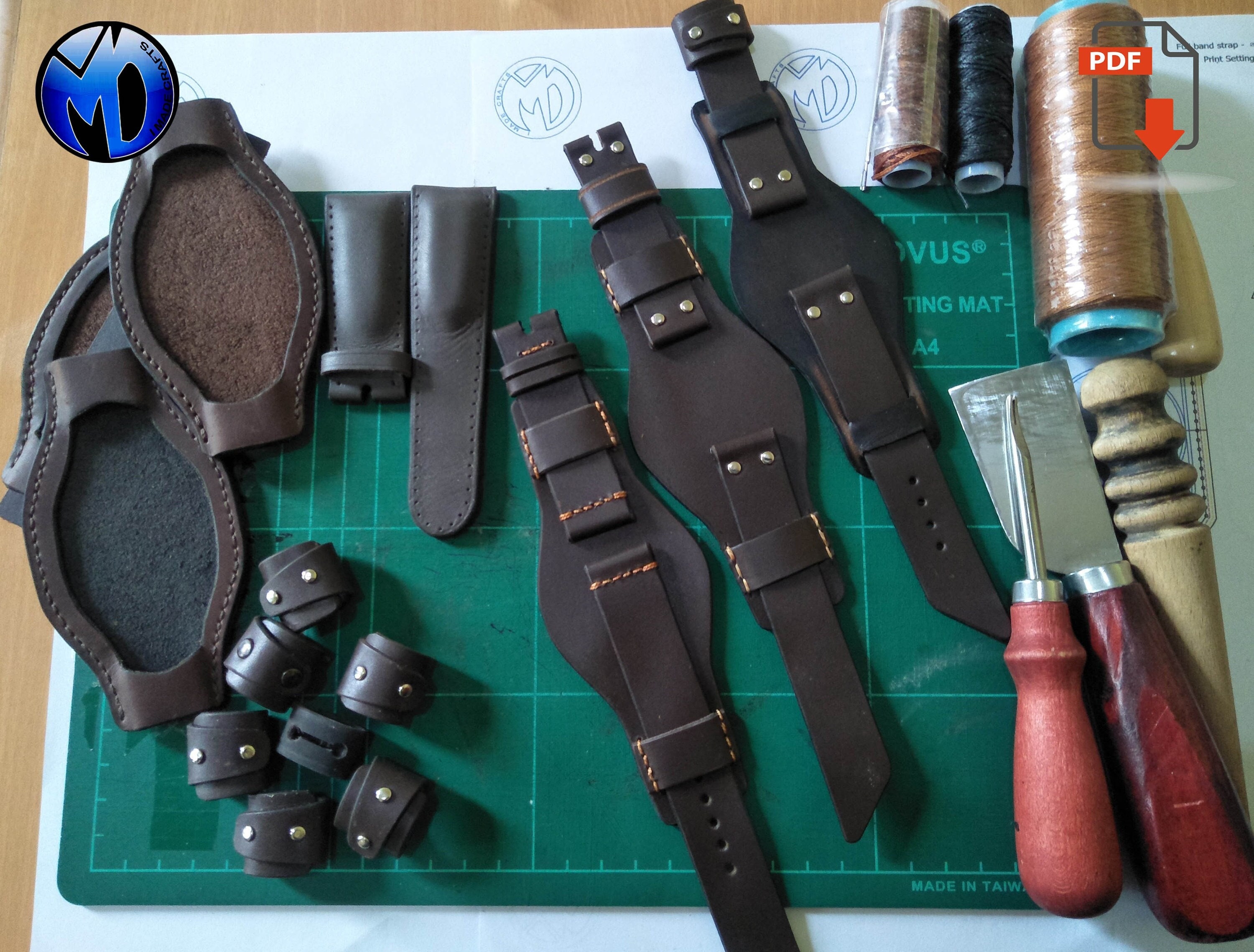 Leather Watch Strap Pattern or Template, Download Pdf Pattern for