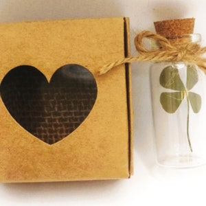 4-blättriges Kleeblatt, Geschenk, Glücksbringer und Amulett, Glück, Valentinstag, personalisiertes Geschenk, Amulett, Fläschchen, Geburtstag, Chance Bild 4