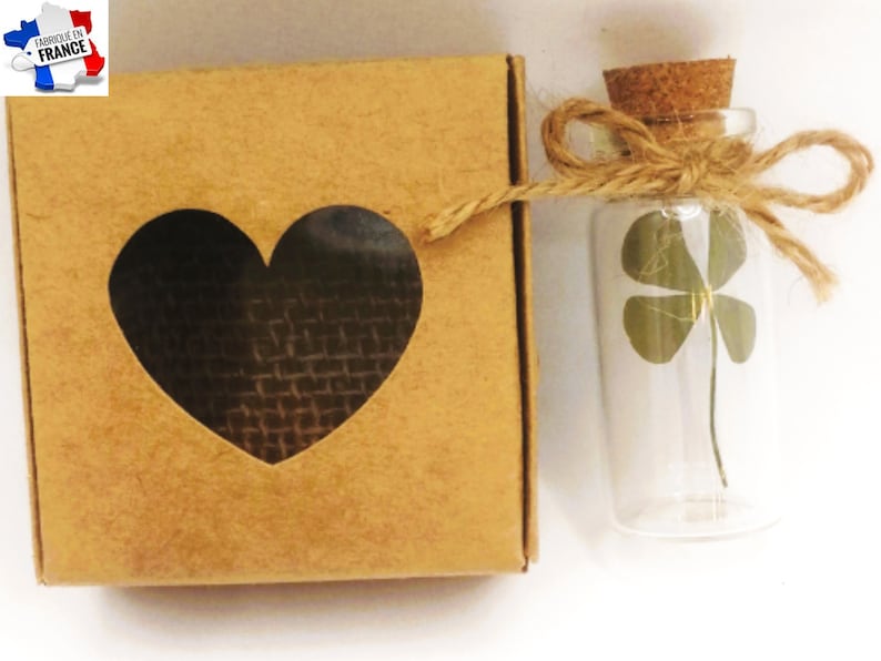 4-blättriges Kleeblatt, Geschenk, Glücksbringer und Amulett, Glück, Valentinstag, personalisiertes Geschenk, Amulett, Fläschchen, Geburtstag, Chance Bild 4