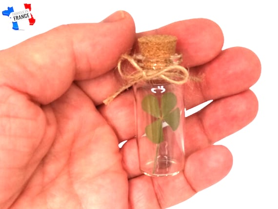 trèfle à 4 feuilles, cadeau, porte-bonheur et amulette, chance, saint valentin, cadeau personnalisé, amulette, fiole, anniversaire, hasard