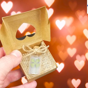 4-blättriges Kleeblatt, Geschenk, Glücksbringer und Amulett, Glück, Valentinstag, personalisiertes Geschenk, Amulett, Fläschchen, Geburtstag, Chance Bild 8