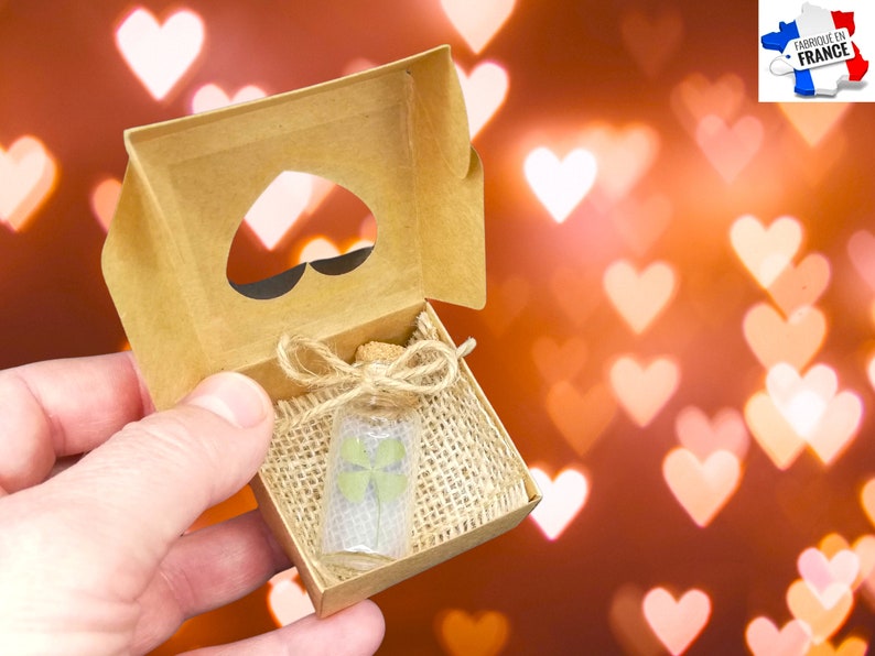 4-blättriges Kleeblatt, Geschenk, Glücksbringer und Amulett, Glück, Valentinstag, personalisiertes Geschenk, Amulett, Fläschchen, Geburtstag, Chance Bild 8