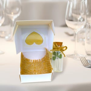Echtes vierblättriges Kleeblatt im Fläschchen, Glücksbringer-Geschenk für Geburtstage, Hochzeiten, St. Patrick's Day, Hergestellt in Frankreich