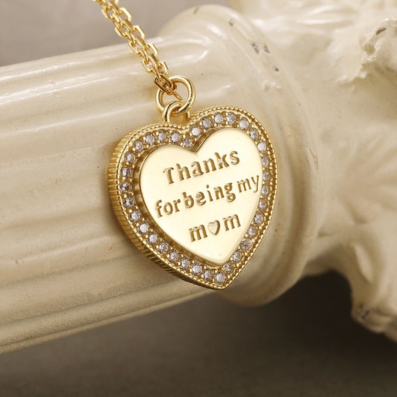 Gold mom heart necklace deals