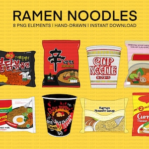instant noodle clip art, ramen clip art, food stickers, sticker clipart, planner sticker clipart, goodnotes sticker, cute clipart