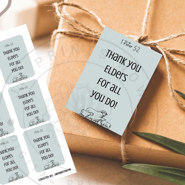 Printable JW Elder Gift Tags - JW Elder Appreciation Stickers - Instant Download - Print At Home - Downloadable Stickers