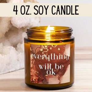 Candela JW motivazionale - Candela Everything Will Be Ok - Candela di soia da 4 once - Regalo pionieristico - Regalo JW