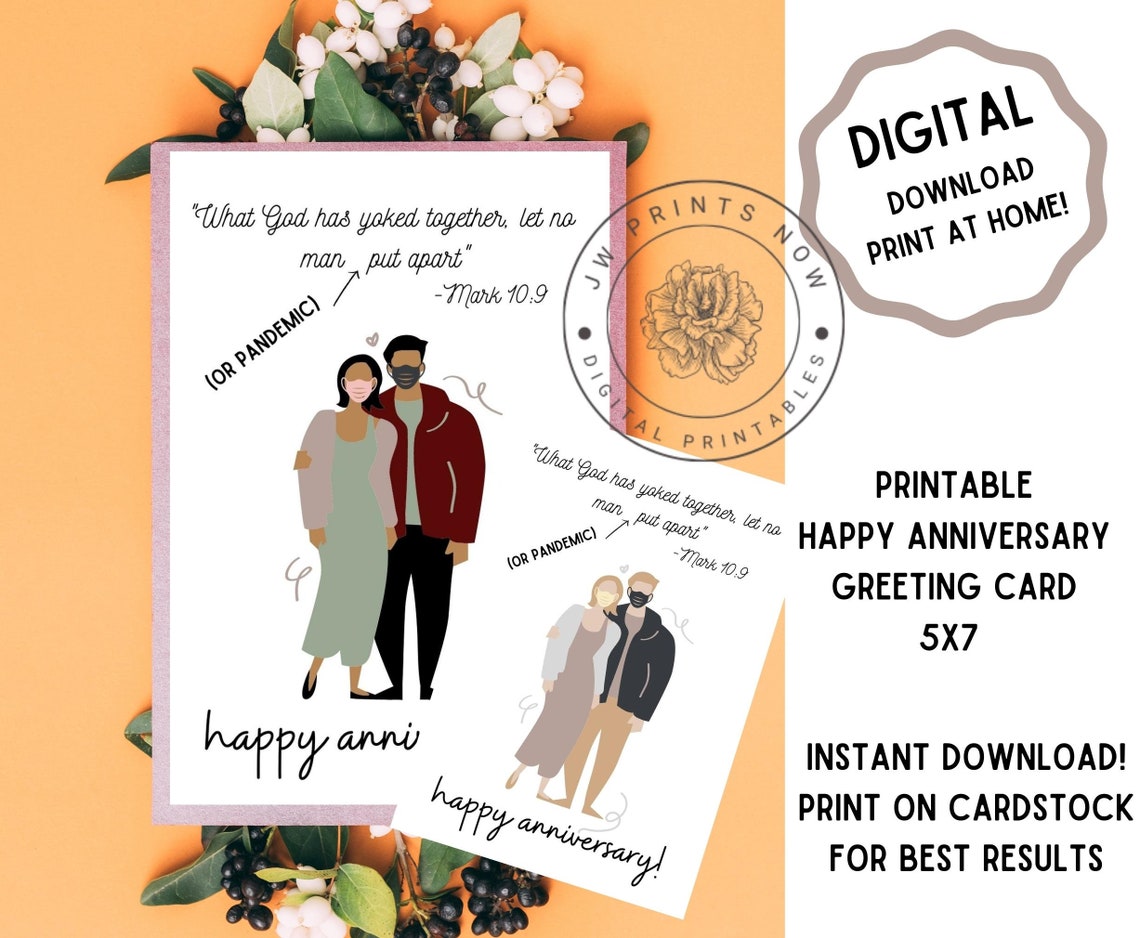 Printable JW Anniversary Greeting Card Instant Download Etsy