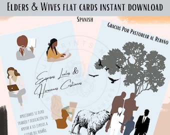 Spanish Printable Elders & Wives JW Flat Cards - Instant Download - 3.5x5 Inch Card - Print At Home