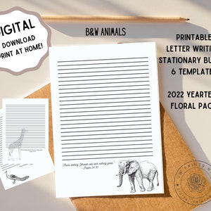 Pacote estacionário para escrever cartas JW Animals para impressão - Texto do ano 2022 - Download instantâneo - Imprimir em casa