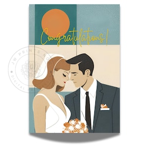 Mid Century Wedding Card: Engagement Congratulations (5x7 Printable PDF)