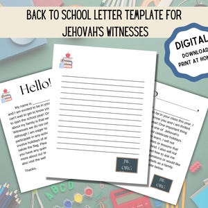 JW Back To School Letter For Teachers - Pre-Written Letter Template for teachers of Jehovah&#39;s Witnesses - Instant Download & Print At Home