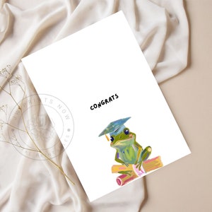 5x7 druckbare Grußkarte - Frosch mit Diplom - Herzlichen Glückwunsch - Abschluss Grußkarte - Abschluss Geschenk - Abschluss Sofort Download