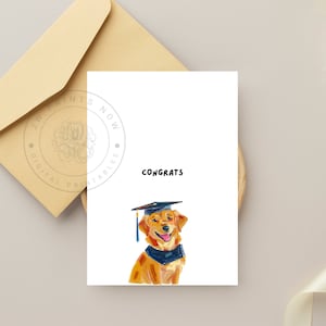Tarjeta de felicitación imprimible 5x7 - Tarjeta de felicitación Golden Retriever - Tarjeta de graduación - Regalo de posgrado - Graduación imprimible - Descarga digital