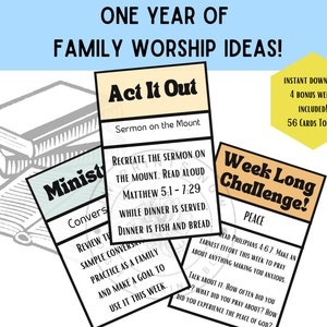 JW One Year Family Worship Idea Set 56 Printable Cards JW Instant Download JW Games jw gifts jw planner jw study image 1