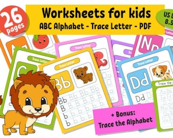 Tracing workbook, printable ABC letters, trace the alphabet