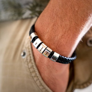 Personalized leather bracelet with engraved beads image 8