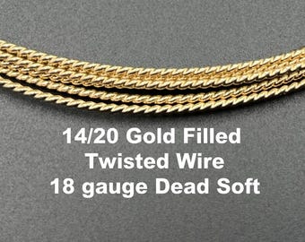 18ga Twisted Gold Filled Wire - 18 Gauge - Dead Soft - Choose Your Length