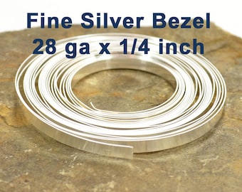 28ga x 1/4&quot; Fine Silver Bezel Wire - Choose Your Length