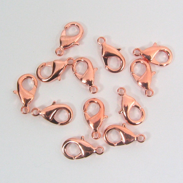 15mm x 9mm Lobster Clasps - Bright Copper - Choose Your Quantity