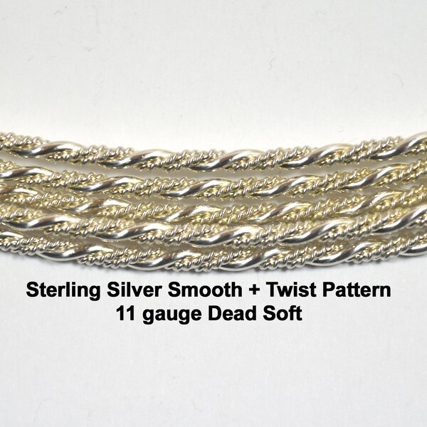 11ga Smooth  Plus Twisted Sterling Silver Wire - 11 Gauge - Dead Soft - Choose Your Length