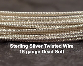 16ga Twisted Sterling Silver Wire - 16 Gauge - Dead Soft - Choose Your Length