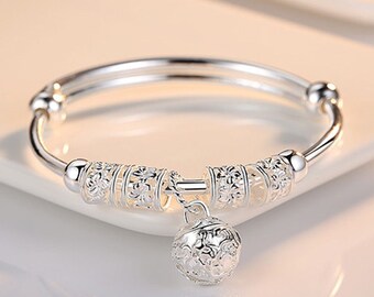 Plated Silver Jewelry Baby Bells Expandable Adjustable Bracelet Bangle Jingle Plated Silver Jewelry Baby Bells Expandable Adjustable Bracelet Bangle Jingle
