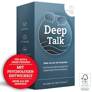 Deep Talk - Mehr als nur ein Gespräch! Kommunikationsspiel, mit Psychologen entwickelt, um tief in Gedanken und Emotionen einzutauchen.