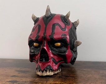 Hand-Painted 3D Printed Darth Maul Skull - Star Wars Resin Sculpture