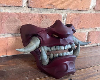 Hannya half mask - Demon - Oni - Yokai - Costume - cosplay - halloween - samurai - geisha - ancient traditional japanese mask