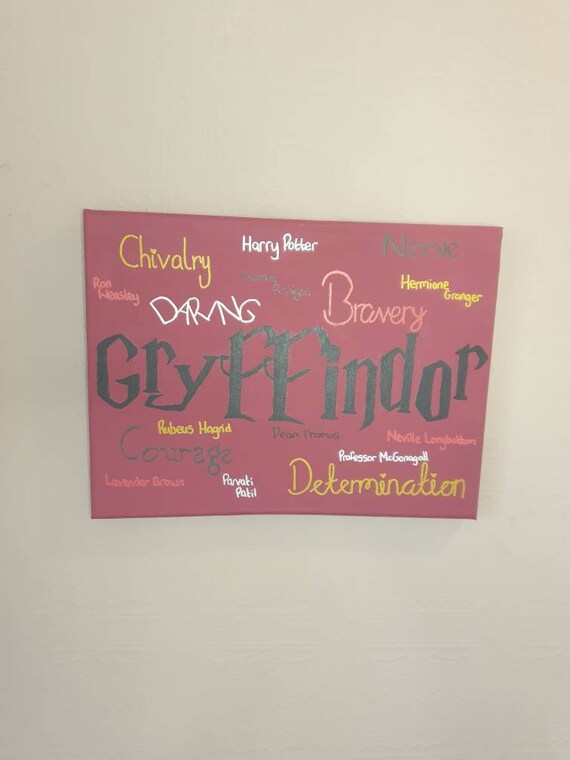 Harry Potter Canvas Painting. Gryffindor House. Acrylic Etsy