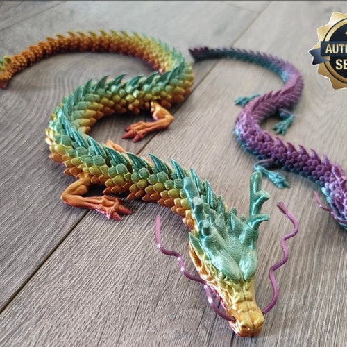 3D Printed Articulating Crystal Dragon Flexi Dragon Fidget - Etsy Australia